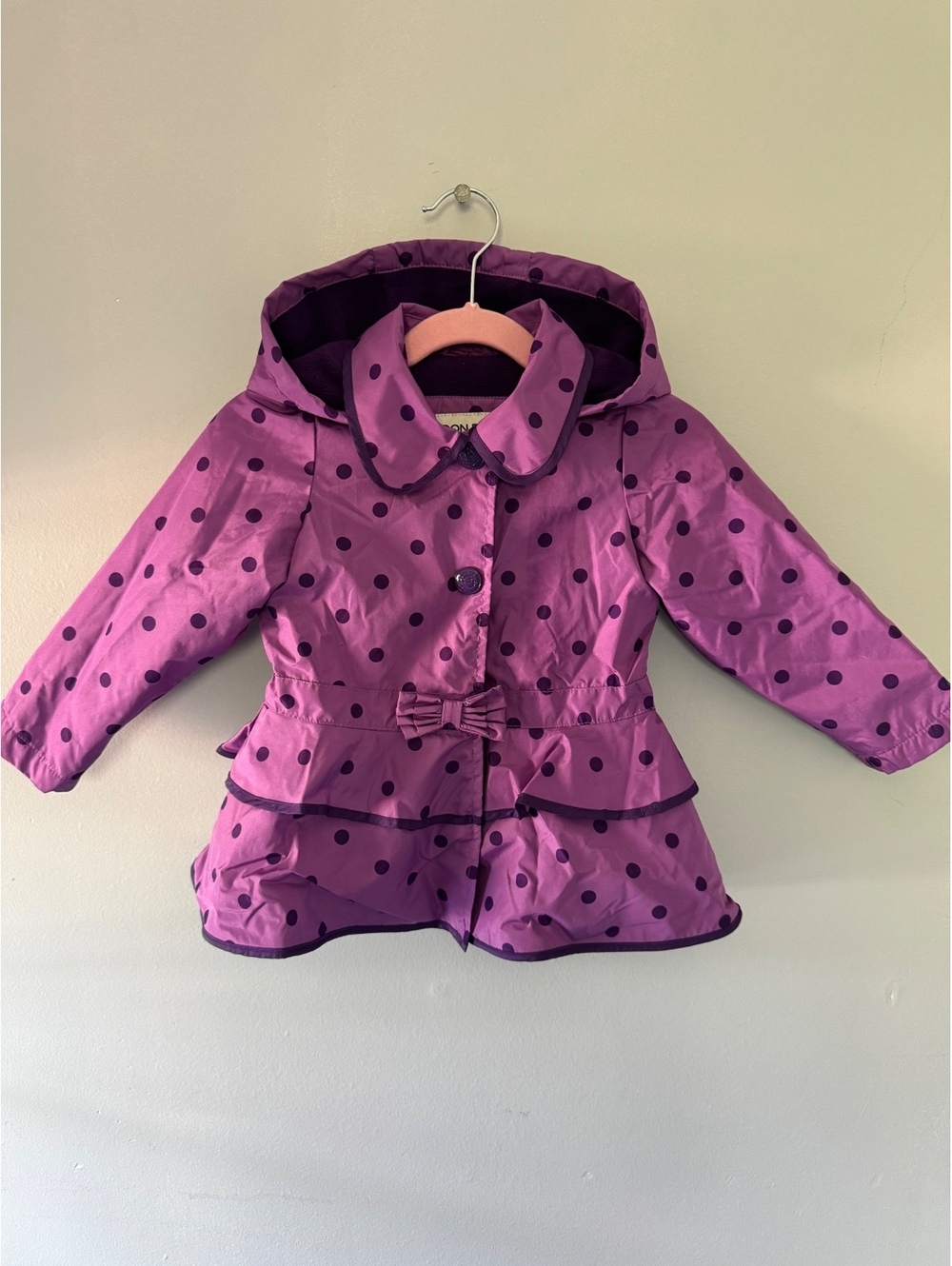London Fog Toddler 2T Purple Polka Dot Hooded Coat